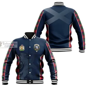 Belshes Tartan Baseball Jacket with Family Crest and Lion Rampant Vibes Sport Style