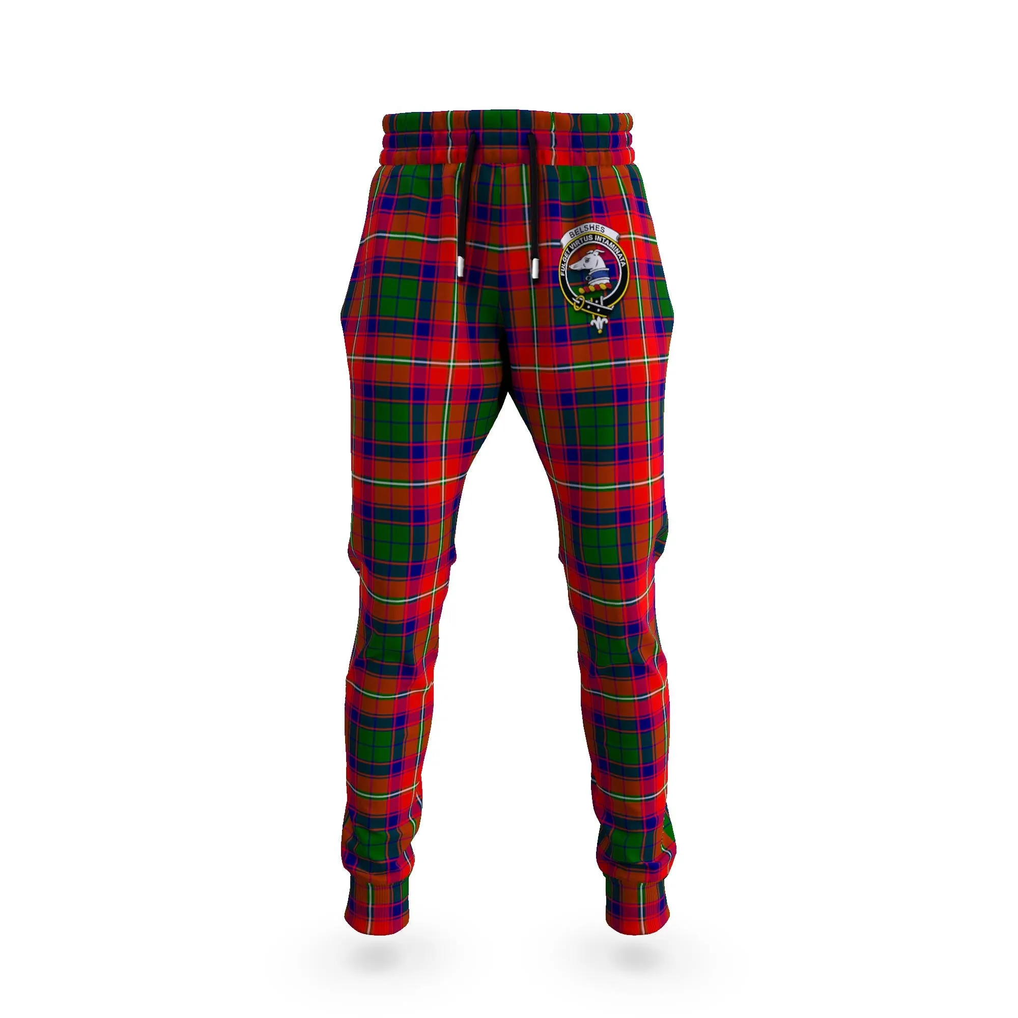 Belshes Tartan Joggers Pants with Family Crest