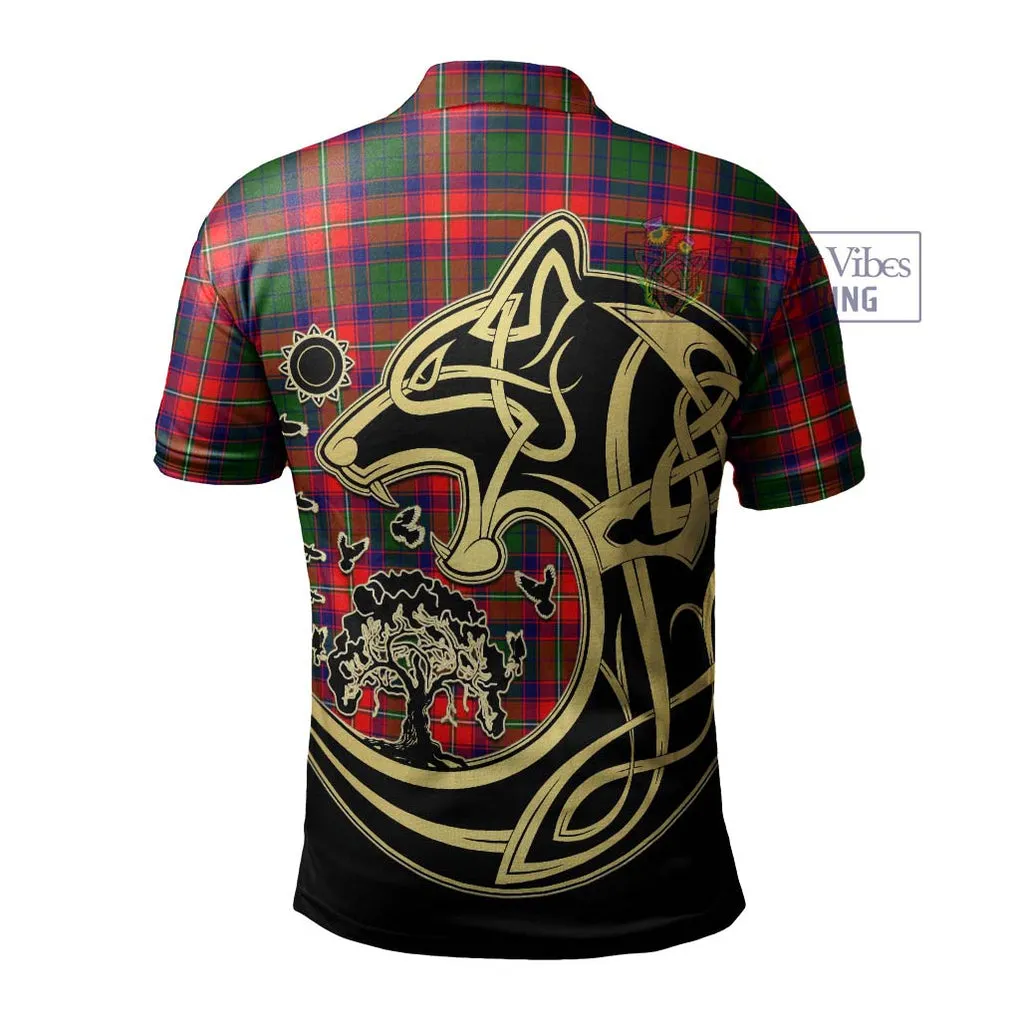 Belshes Tartan Polo Shirt with Family Crest Celtic Wolf Style