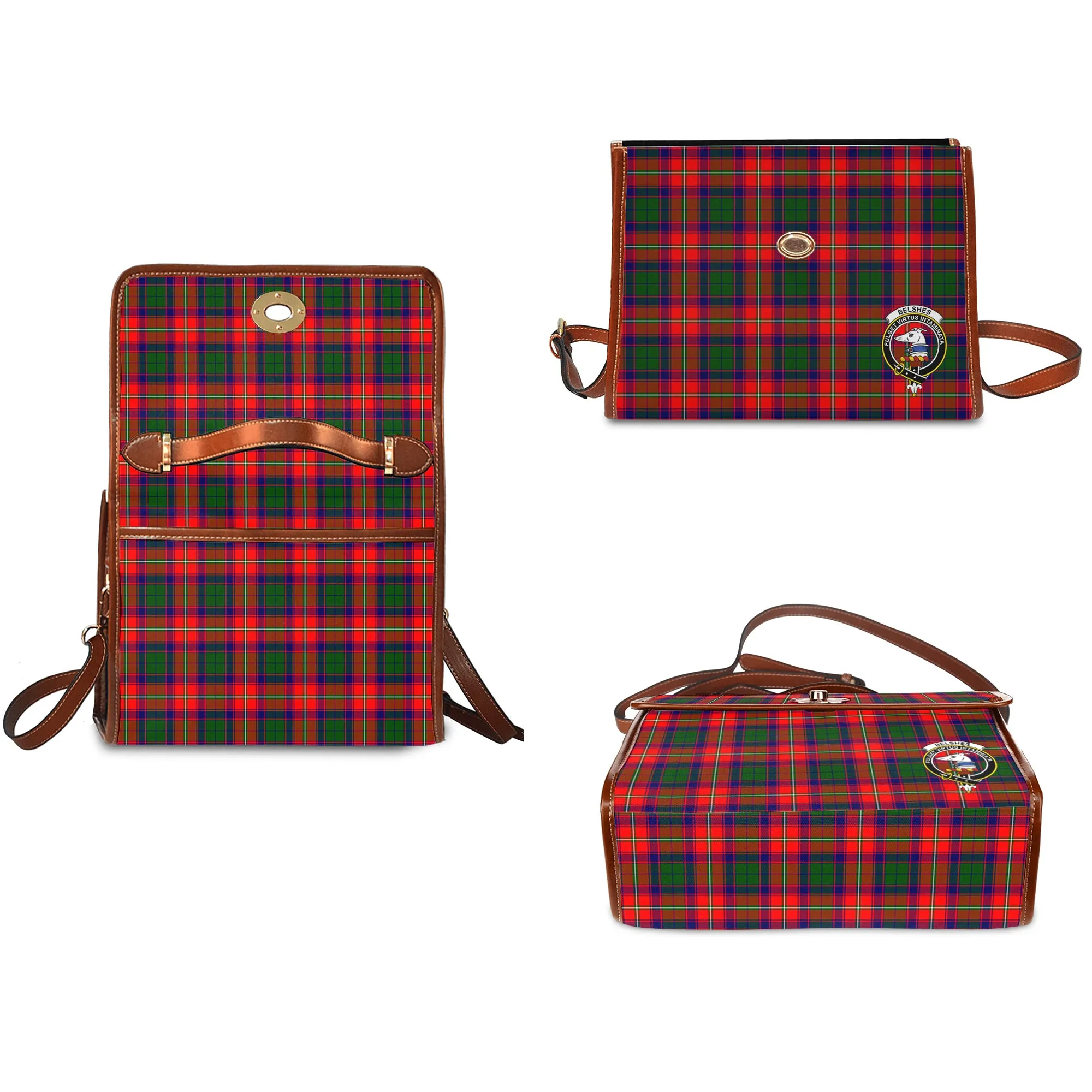 Belshes Tartan Waterproof Canvas Bag with Family Crest