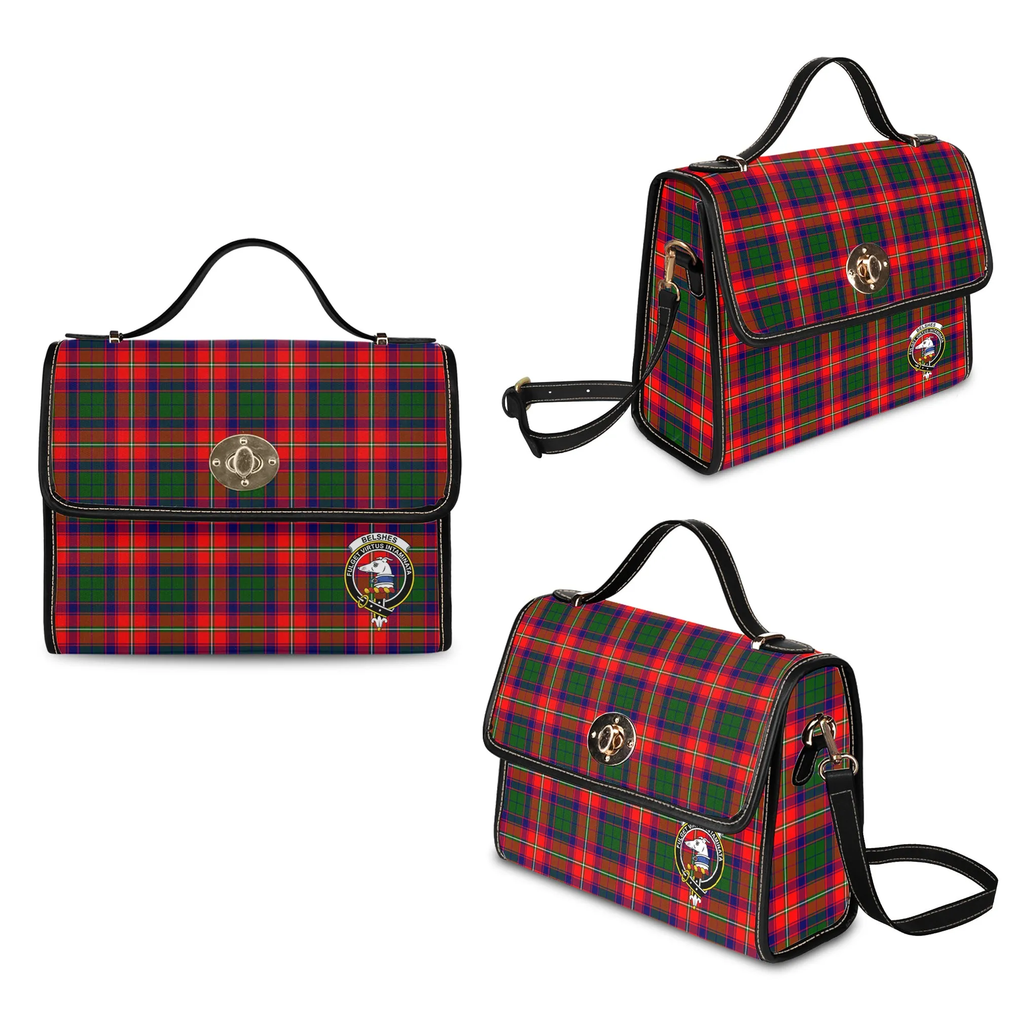 Belshes Tartan Waterproof Canvas Bag with Family Crest