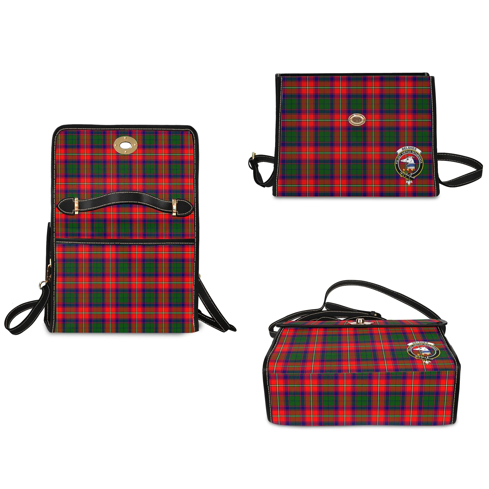 Belshes Tartan Waterproof Canvas Bag with Family Crest