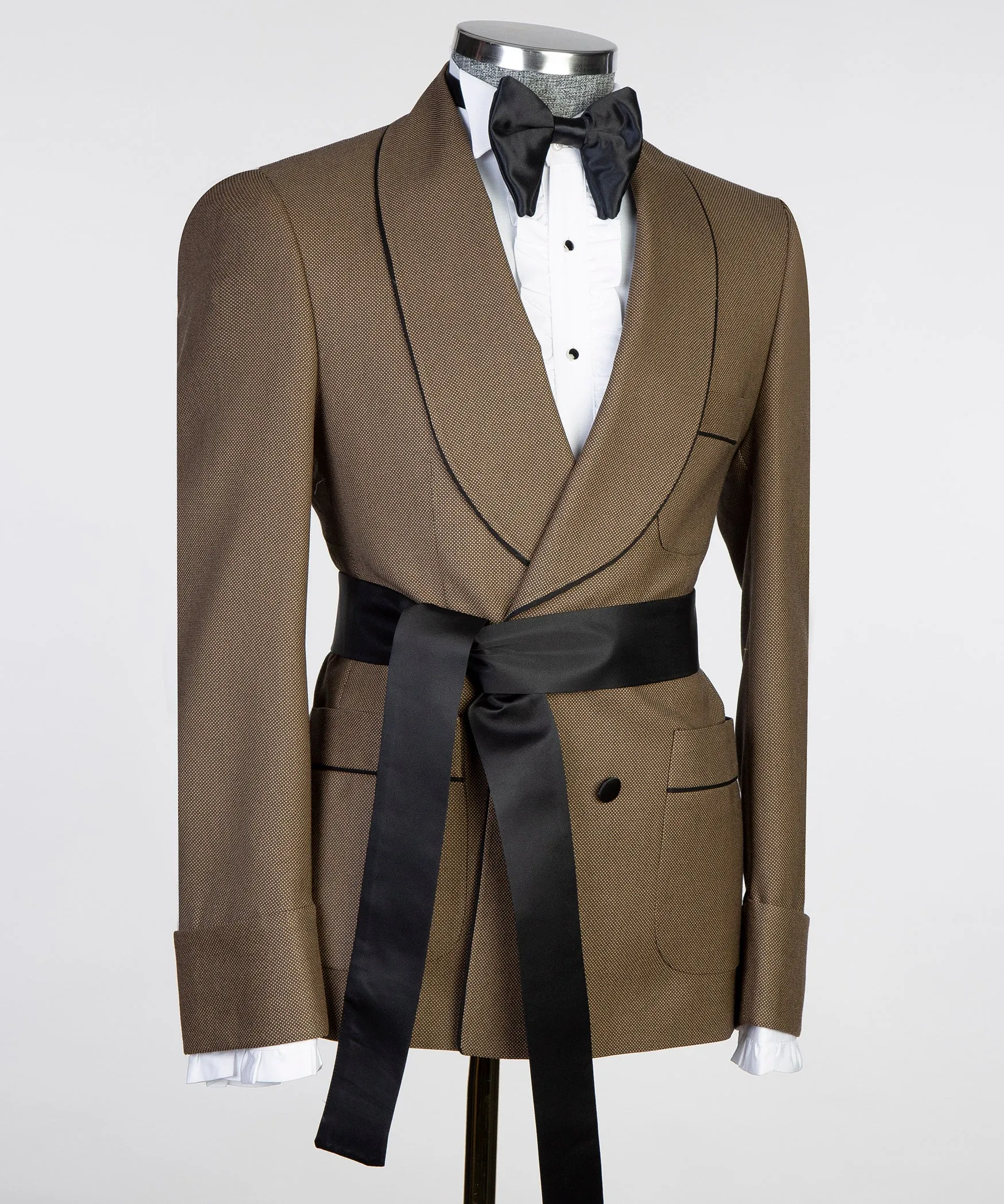 Belted Brown Suit With Black Belt