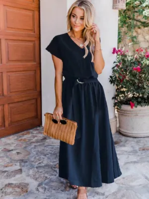 Belted Cap Sleeve Dress