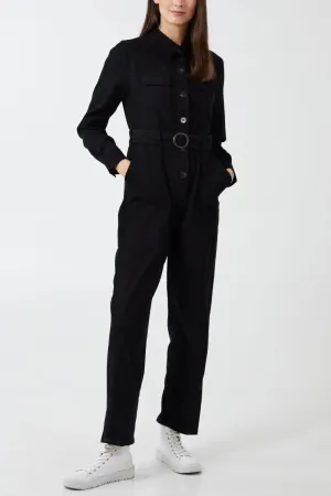 Belted Cord Jumpsuit