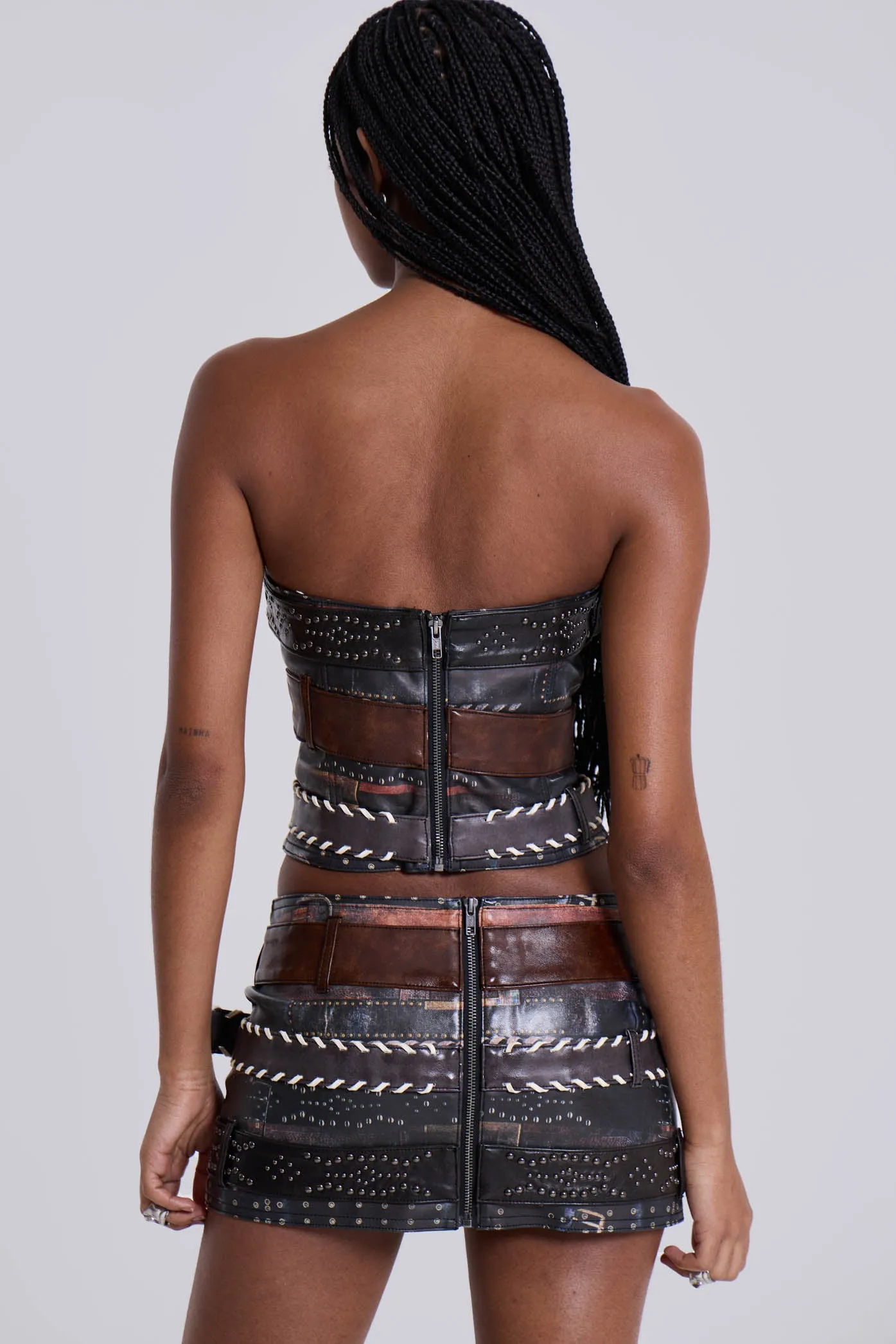 Belted Faux Leather Mini Skirt