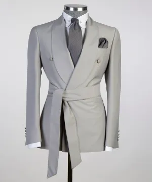 Belted Gray Suit