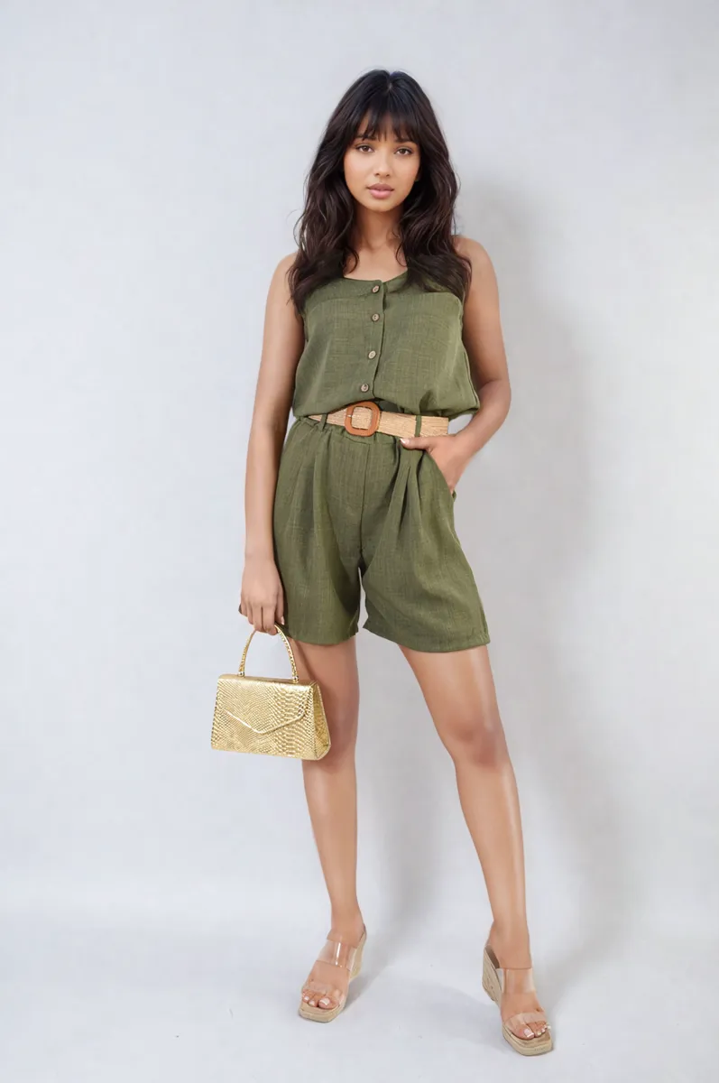 Belted High Waist Shorts