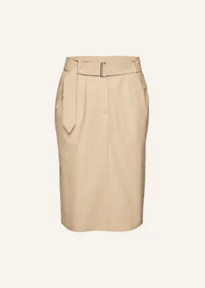 Belted midi skirt in beige