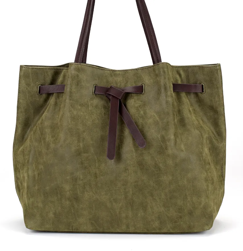 Belted Shopper Bag in Green