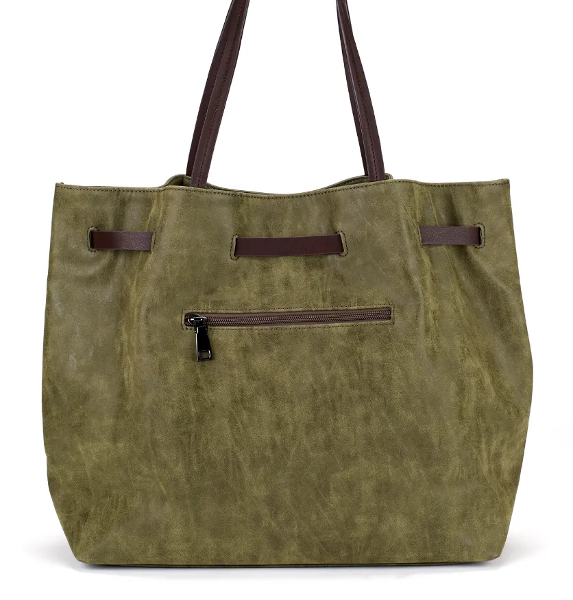 Belted Shopper Bag in Green