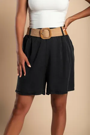 Belted shorts, black