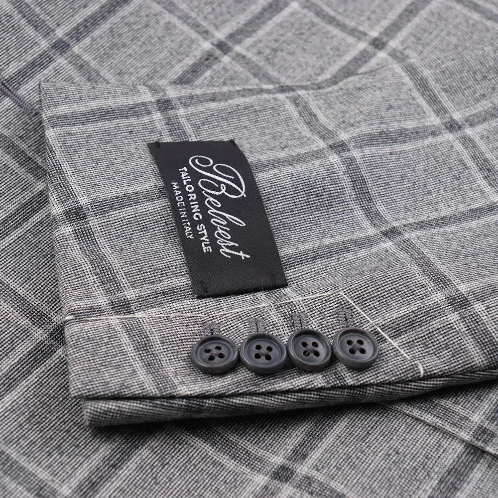 Belvest Gray Check Super 160s Wool Suit