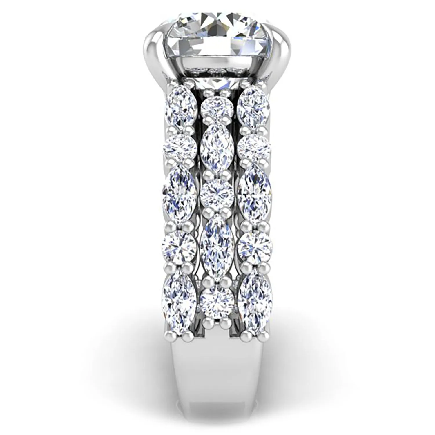 Ben Garelick Halley Three Row Marquise & Round Cut Diamond Engagement Ring