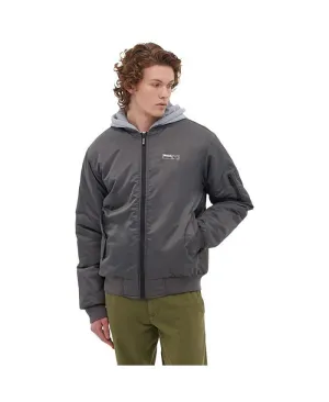 Bench men's bomber jacket with fleece hood, gray