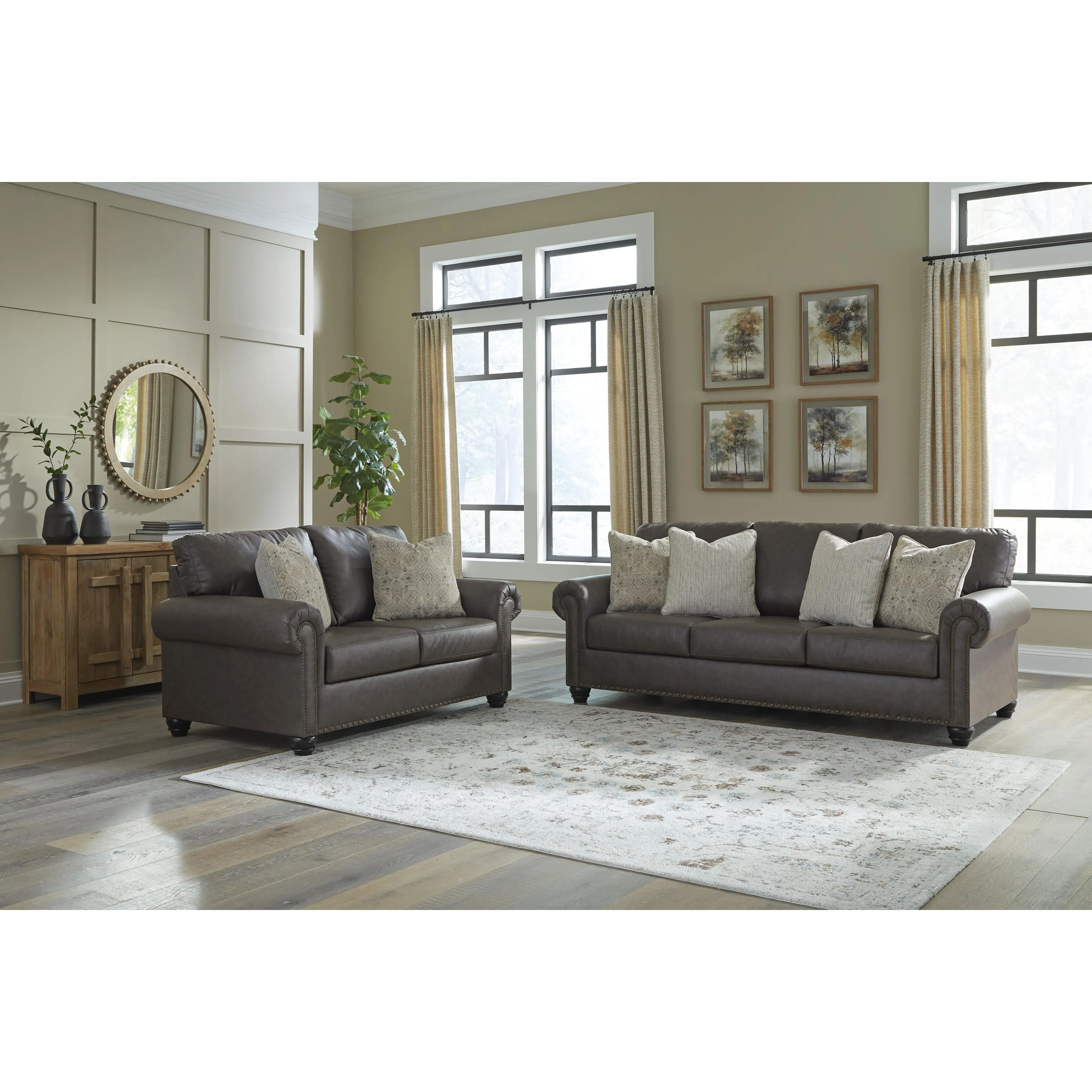 Benchcraft Roxmere Stationary Leather Look Sofa 5550338