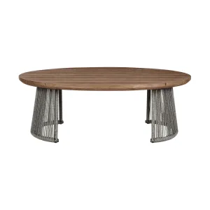 Benicia - Outdoor Patio Oval Coffee Table - Weathered Eucalyptus / Gray