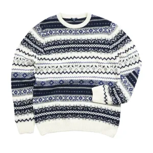 BENSON Chester Fair Crew Knit | WHITE-BLUE