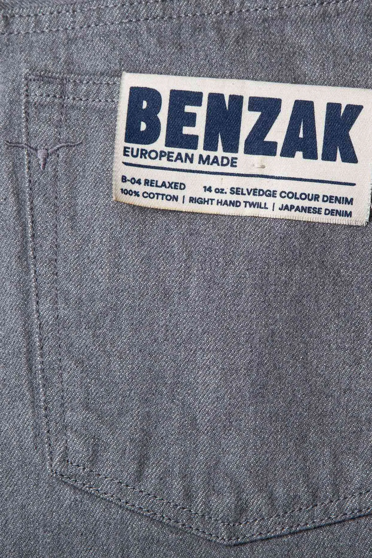 Benzak - B-04 Relaxed 14 oz. Selvedge Colour Denim in Grey