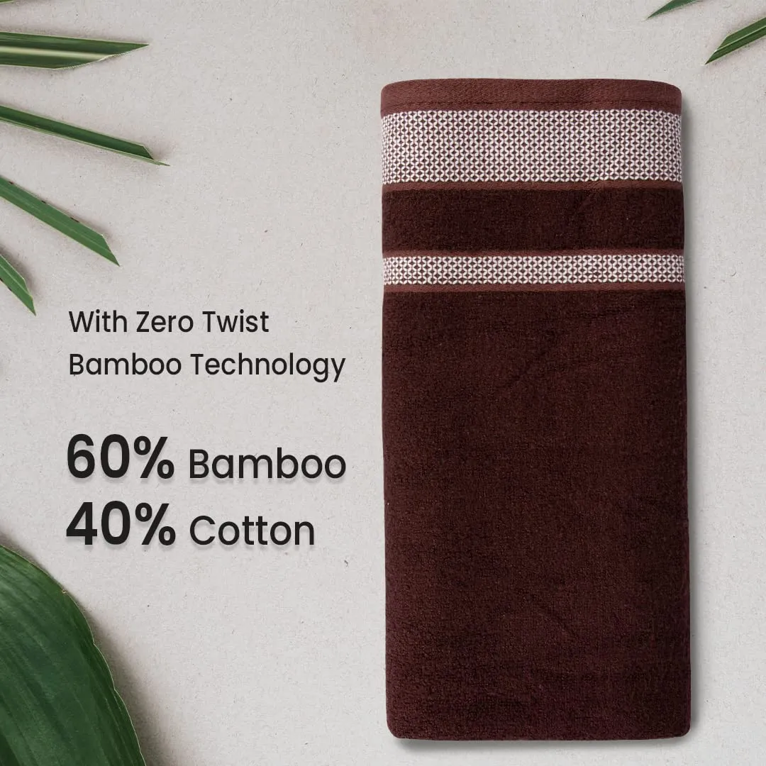 BePlush Zero Twist Bamboo Hand Towels Set of 2 Brown : Ultra Soft, Highly Absorbent, Quick Dry, Anti Bacterial Napkins for Hand Towel || 450 GSM, 40 X 60 cms