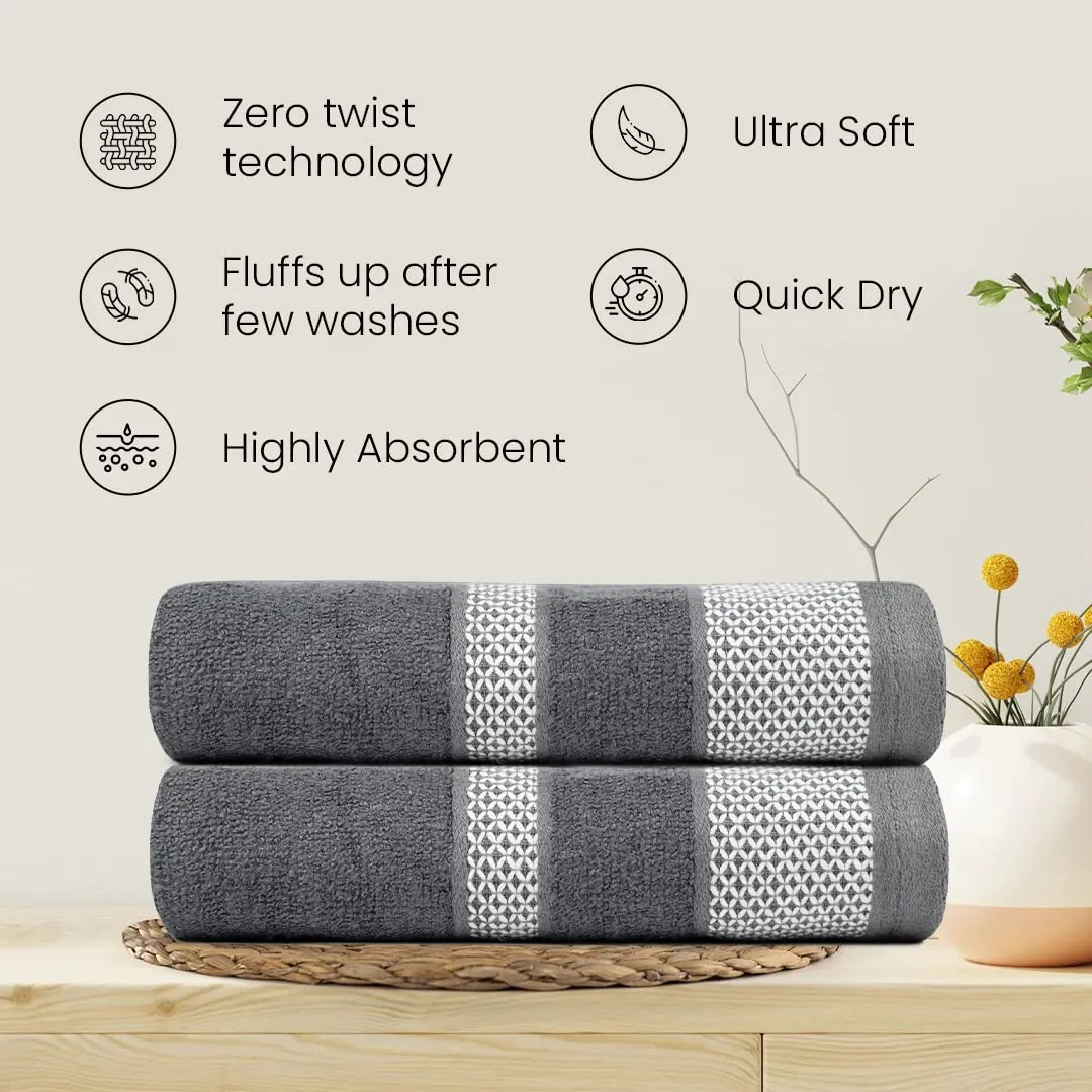 BePlush Zero Twist Bamboo Hand Towels Set of 4 Pink & Grey : Ultra Soft, Highly Absorbent, Quick Dry, Anti Bacterial Napkins for Hand Towel || 450 GSM, 40 X 60 cms