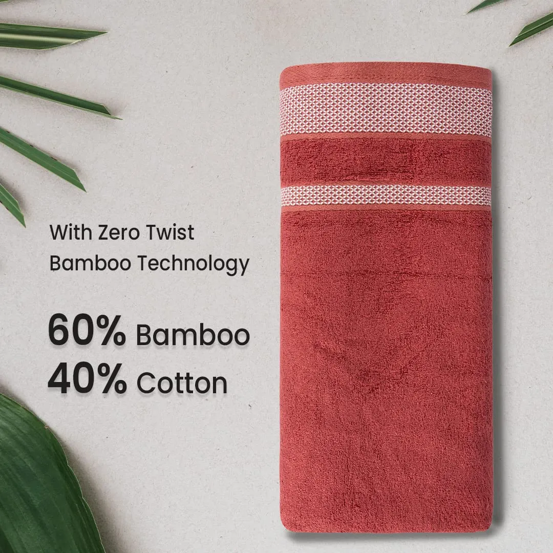 BePlush Zero Twist Bamboo Towels for Bath Large Size | Ultra Soft, Highly Absorbent, Quick Dry, Anti Bacterial Bamboo Bath Towel for Men & Women || 450 GSM Bath Towel, 29 x 59 Inches (2, Rust)