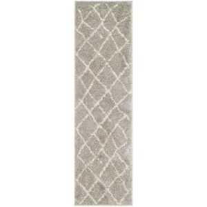 Berber Shag Light Gray/Cream Runner Rug