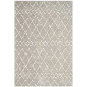 Berber Tribal Shag Light Gray/Cream Area Rug