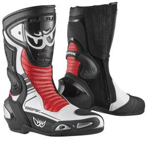 Berik Race-X EVO Motorcycle Boots with Mesh Lining, Black/White/Red