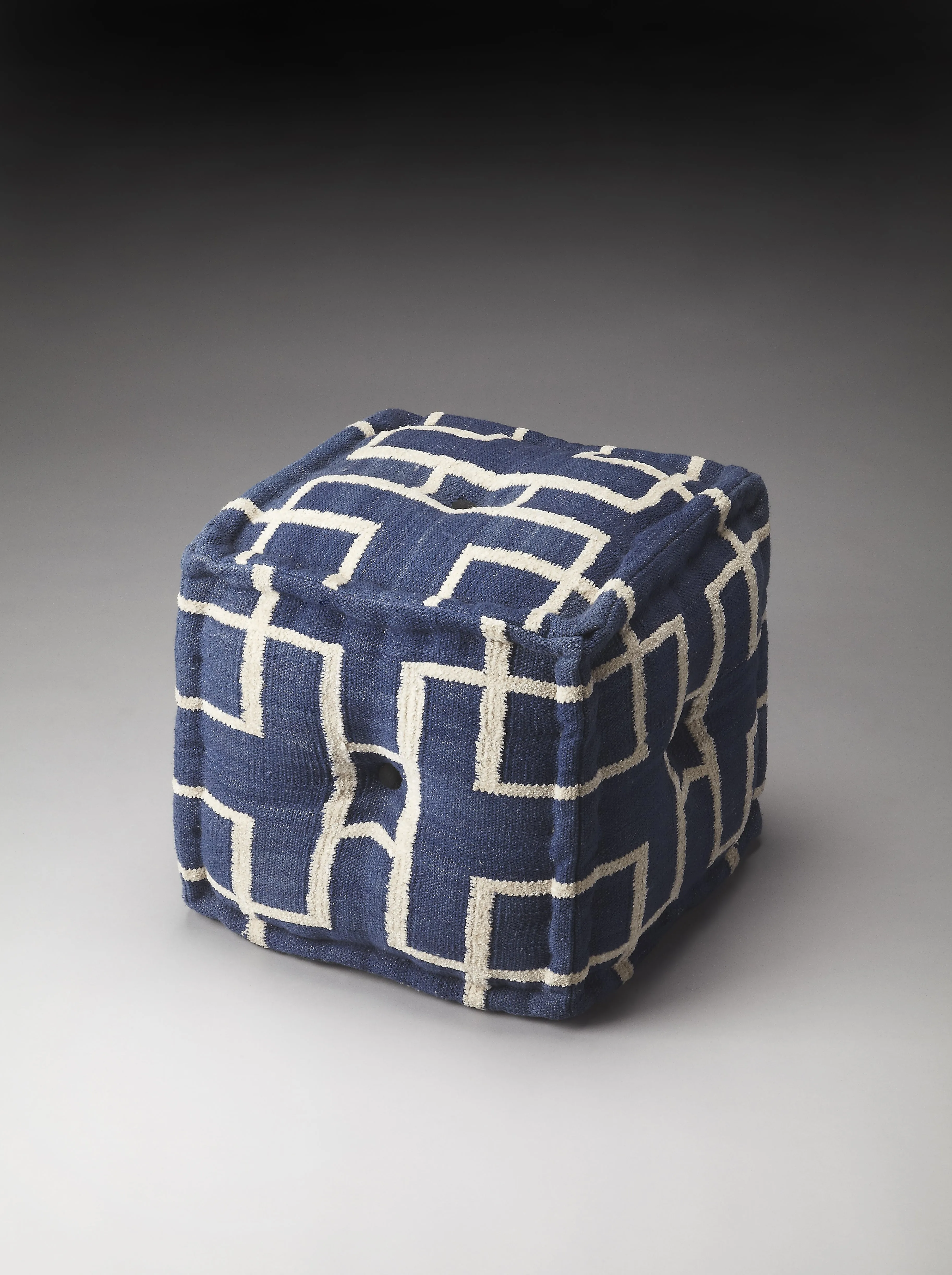 Berkeley Cotton 16"W Pouffe in Blue  5103978