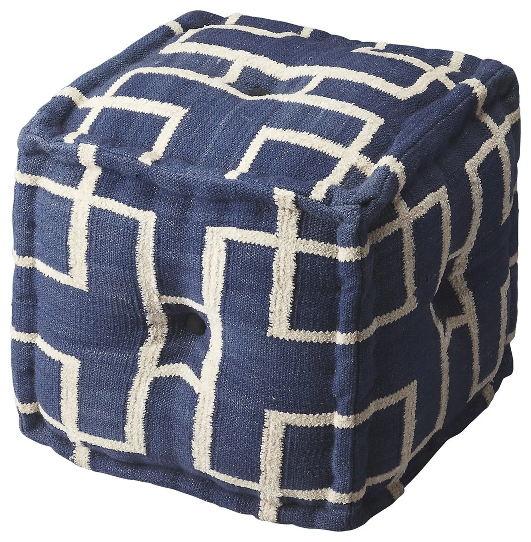 Berkeley Cotton 16"W Pouffe in Blue  5103978