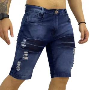 Bermuda Jeans Masculina Destroyed com Lycra