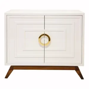 Bernard White 2-Door Cabinet with Brass Hardware