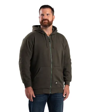 Berne Apparel Mens Heritage Thermal-Lined Zip Dark Brown Cotton Blend Hoodie