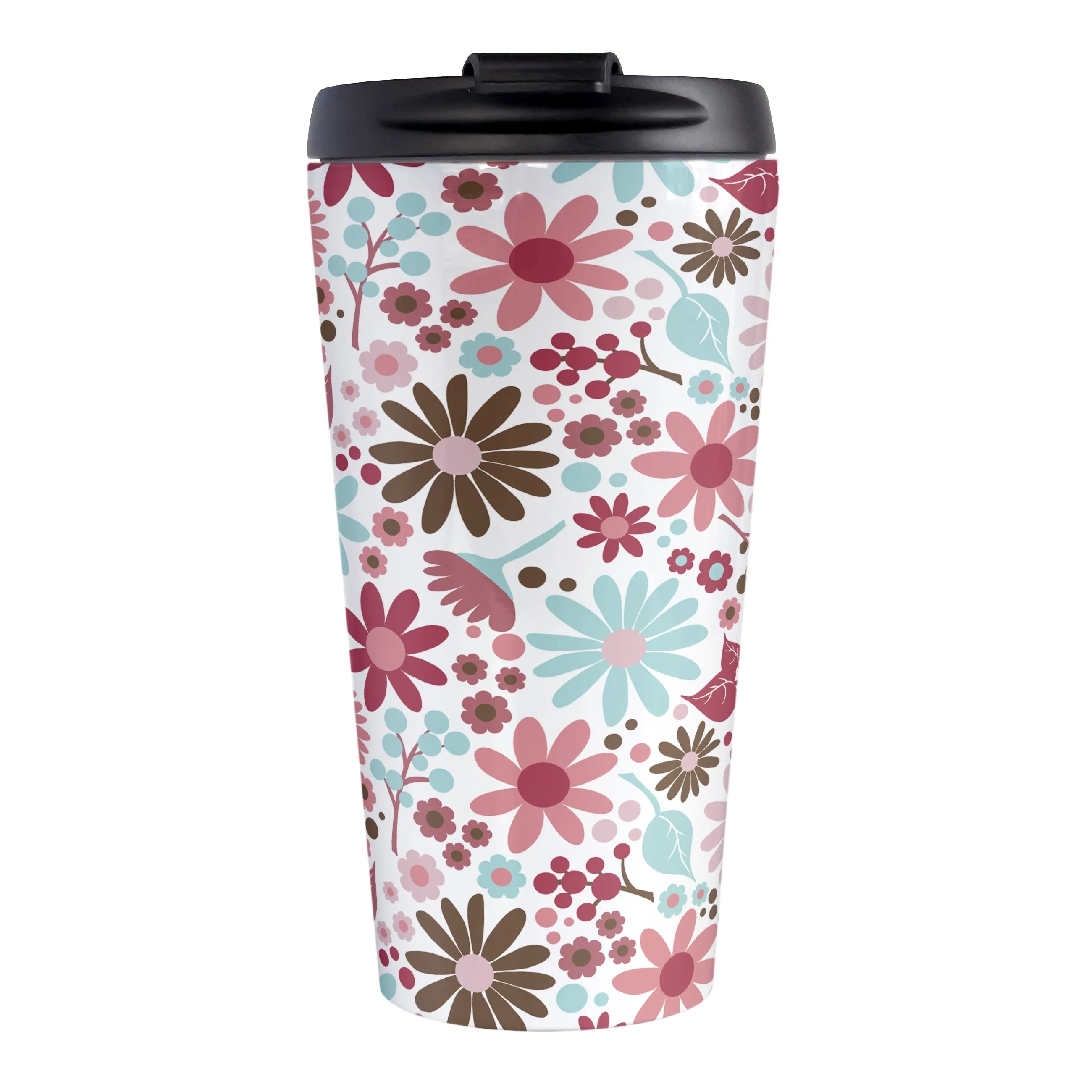 Berry Blue Summer Flowers Travel Mug