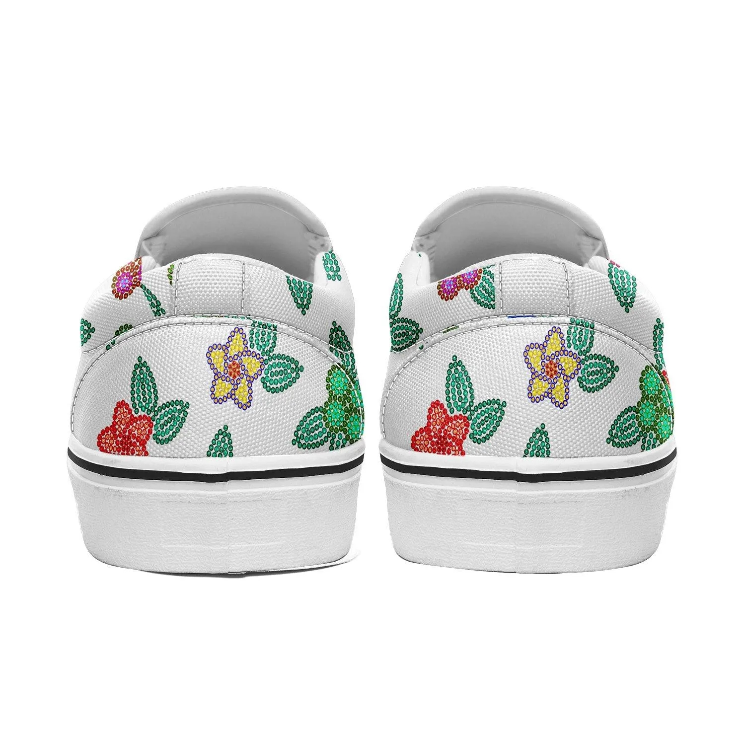 Berry Flowers White Otoyimm Kid's Canvas Slip On Shoes