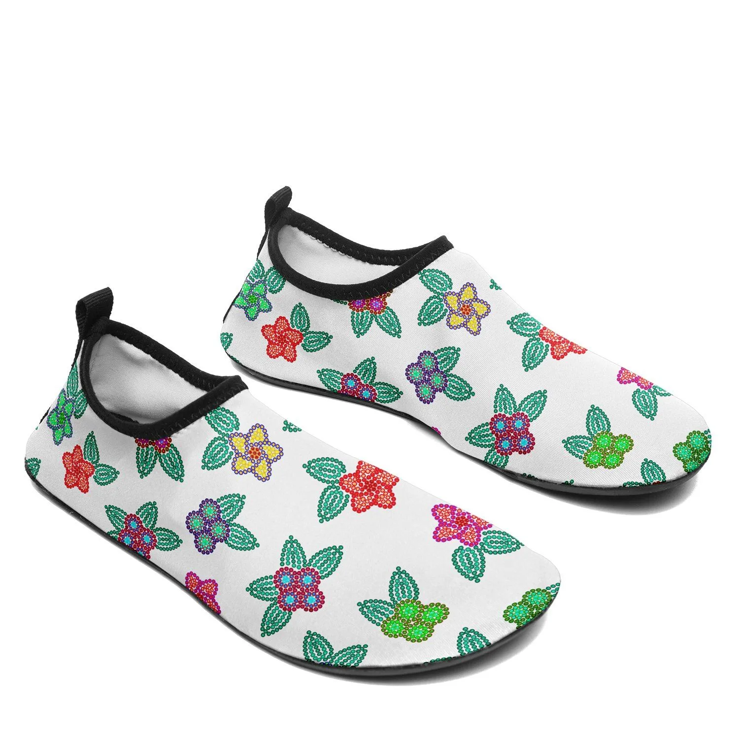 Berry Flowers White Sockamoccs Kid's Sockamoccs Slip On Shoes