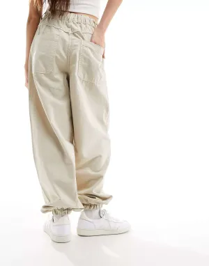 Bershka ecru cuffed cargo pants