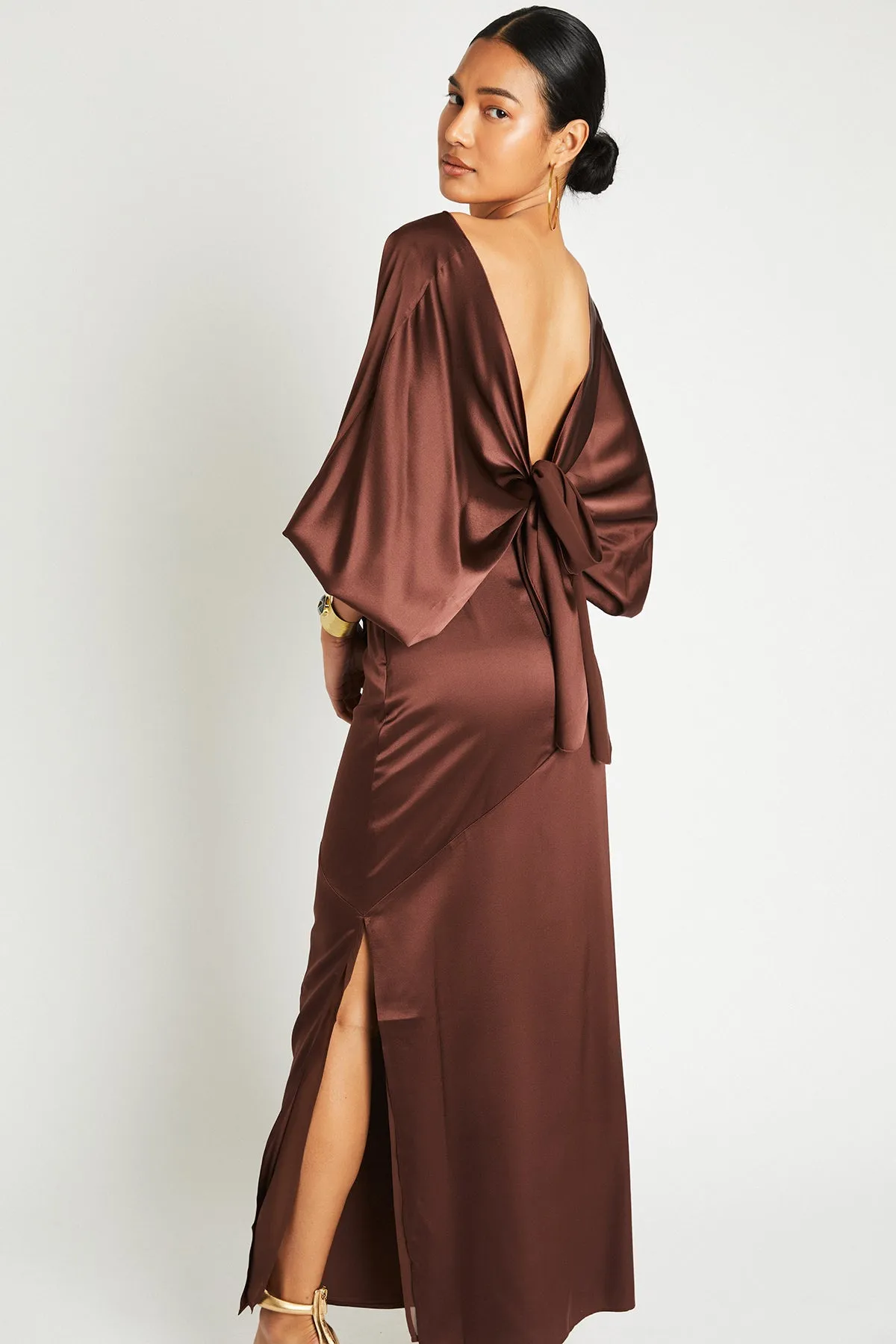   Beryll Ali Silk Wrap Top | Chocolate