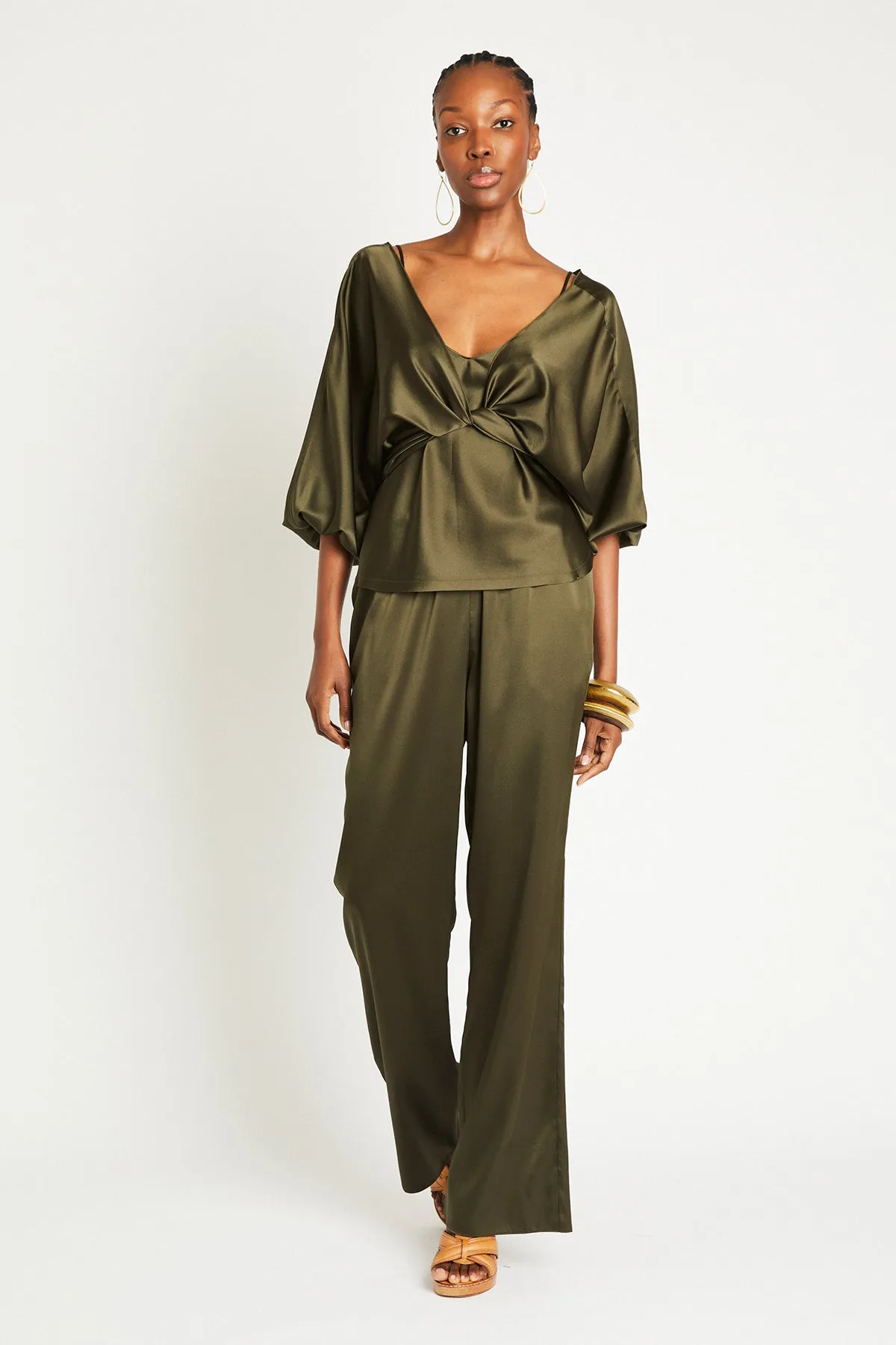   Beryll Liz Silk Pants | Olive