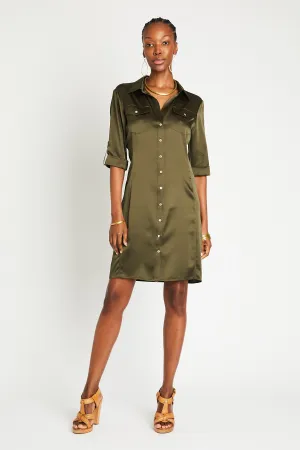   Beryll Yves Silk Dress | Olive