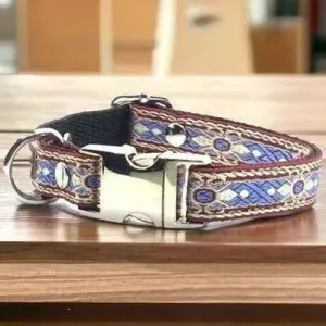 Bespoke Elegance Custom Cotton Pup Collar with Engraved Charm