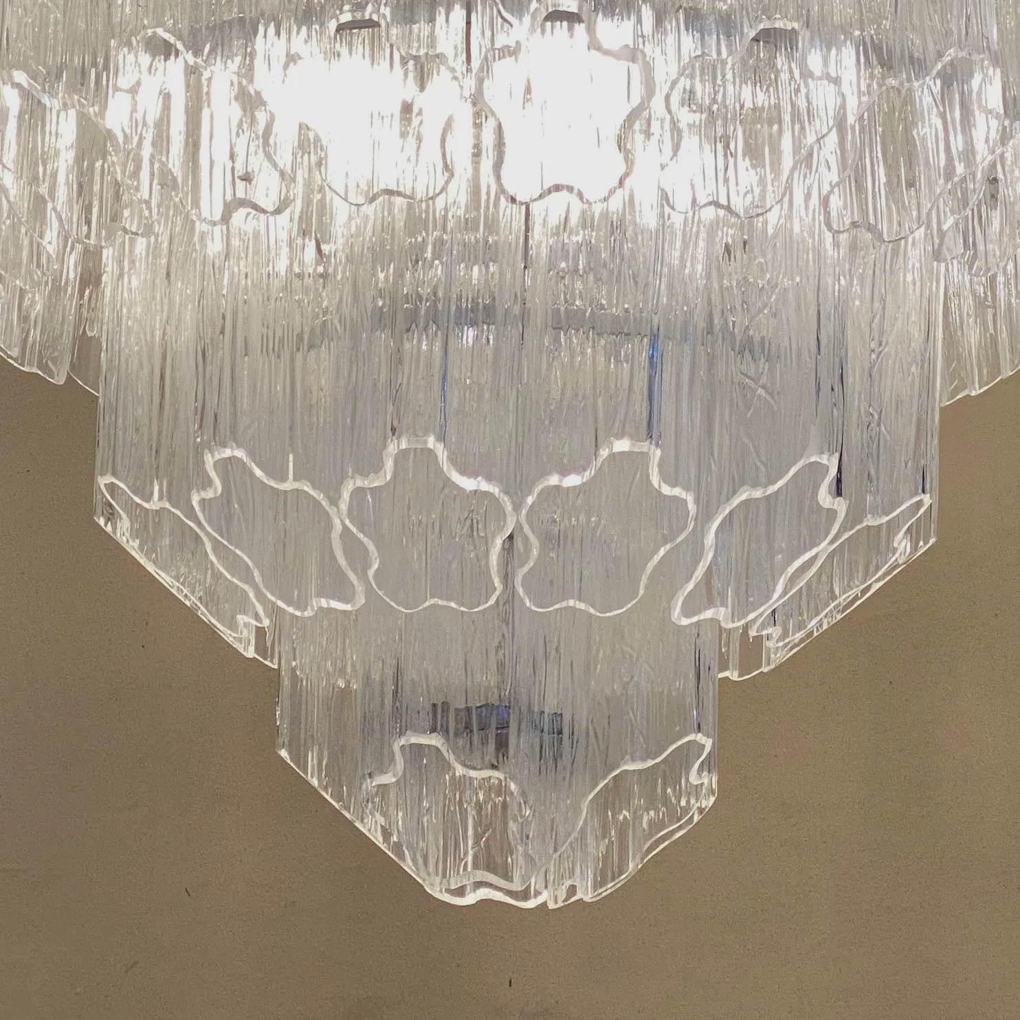 Bespoke Italian Art Deco Design Crystal Murano Glass Nickel Modern Chandelier