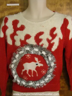 BEST 80s 3d Reindeer Ugliest Christmas Sweater