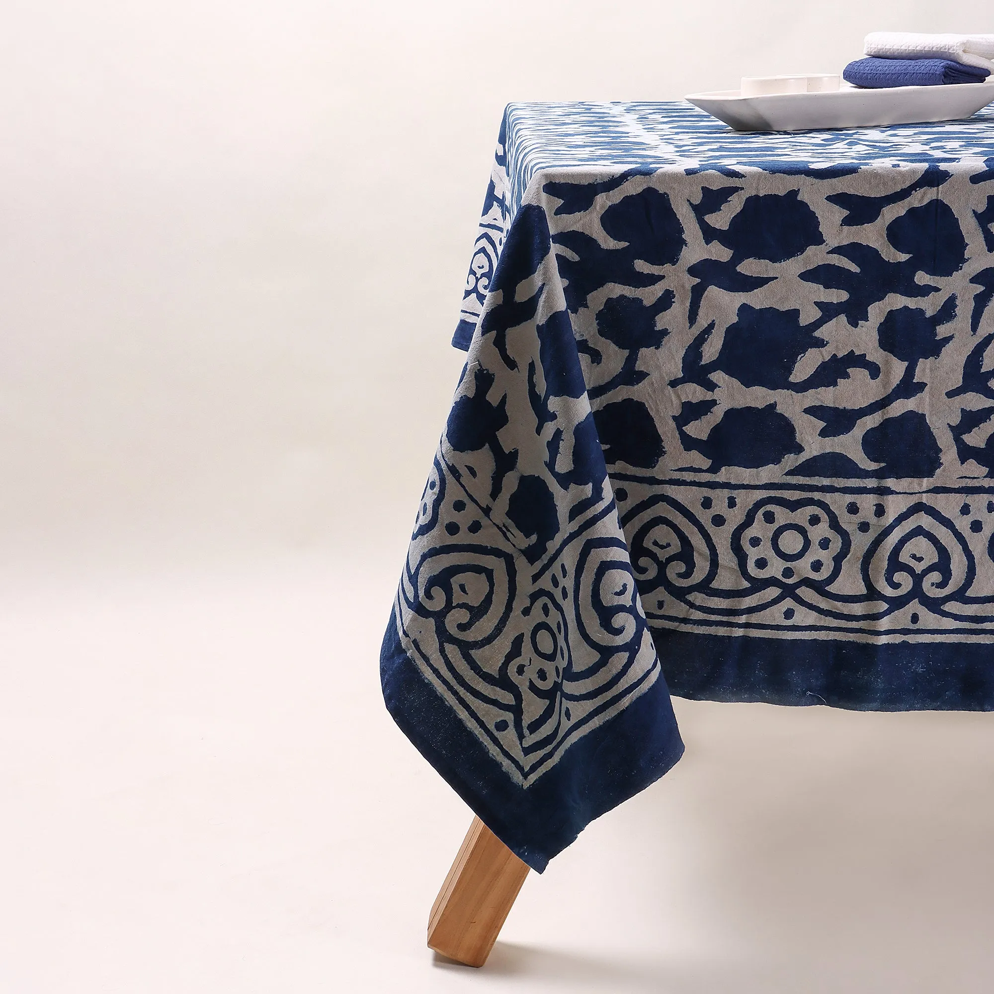 Best Blue Indigo Tablecloth Cotton Cover