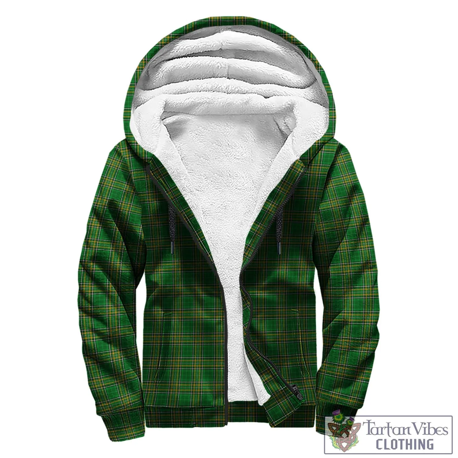 Best Irish Clan Tartan Sherpa Hoodie with Coat of Arms