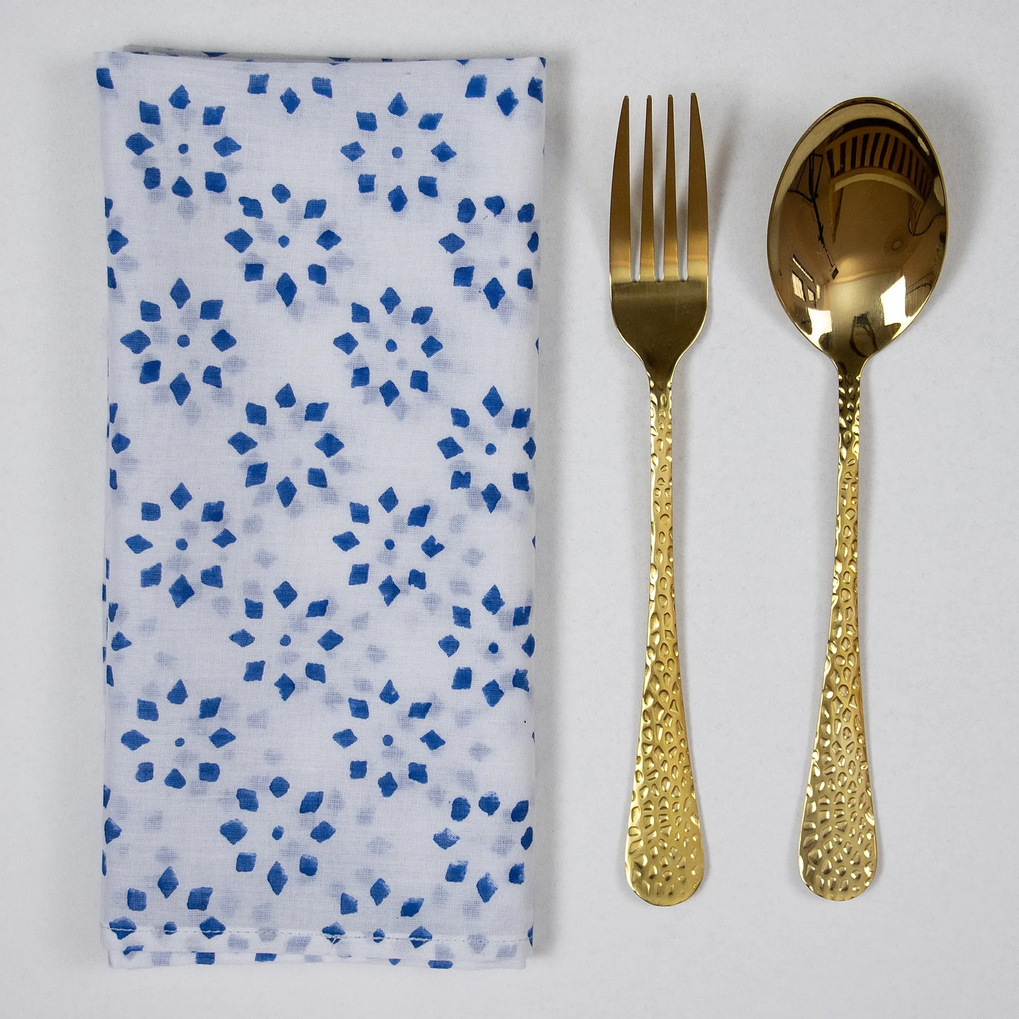 Best Napkins Hand Block Blue Flower Print