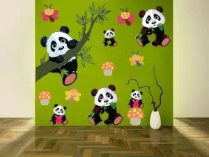 Best Stuff - Beautiful Blossom Panda Set Wall Sticker for Kids Room Home Decor (136 cm x 130 cm)- Code BD 01