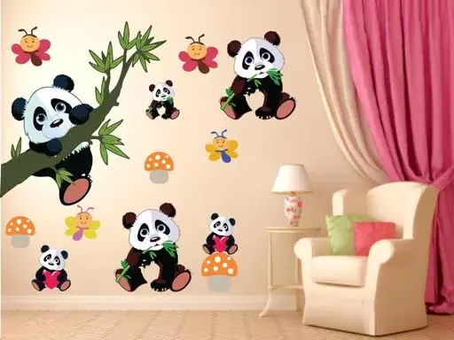 Best Stuff - Beautiful Blossom Panda Set Wall Sticker for Kids Room Home Decor (136 cm x 130 cm)- Code BD 01