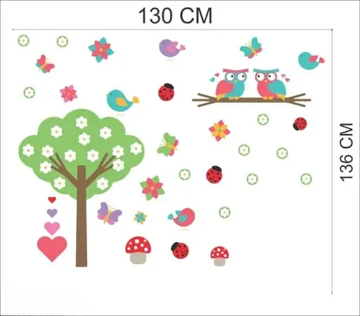 Best Stuff - Beautiful Blossom Tree with Birds Wall Sticker for Kids Room Home Decor (136 cm x 130 cm)- Code BC 02